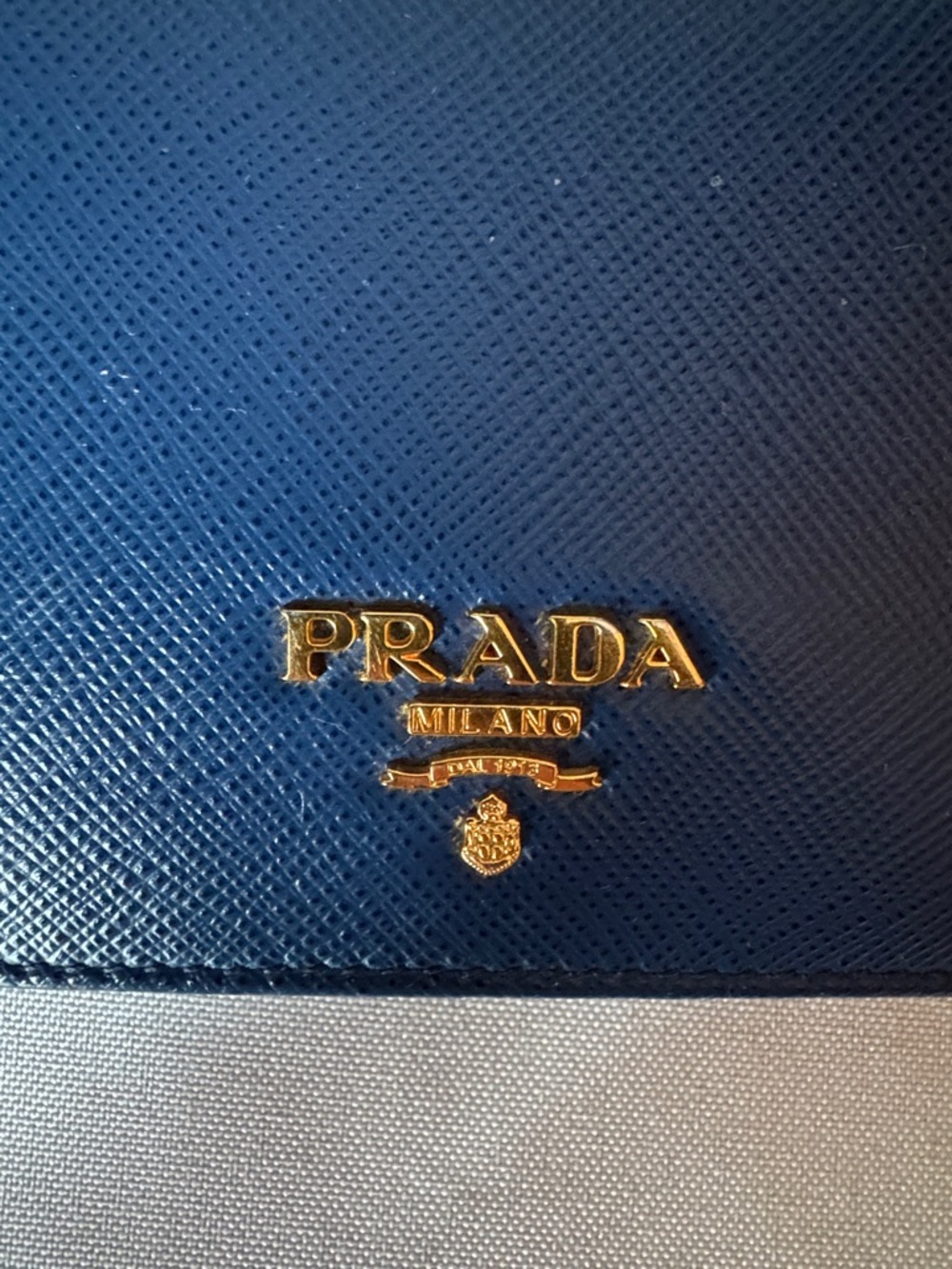 Prada Navy Saffiano Multicolor Leather Bifold Wallet with Gold Logo - Picture 13 of 14